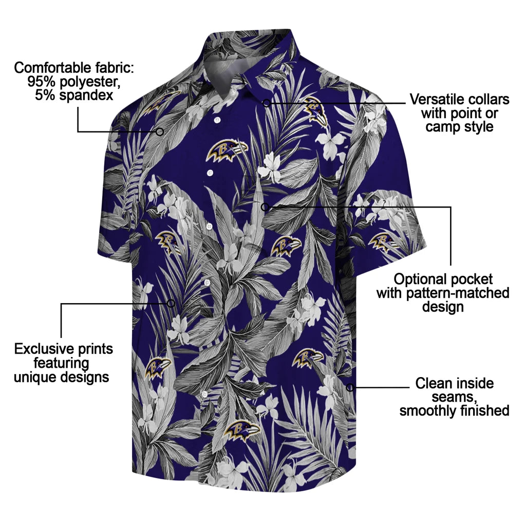 Baltimore Ravens Hawaiian Shirt - Palm Leaves | Moonbestprint