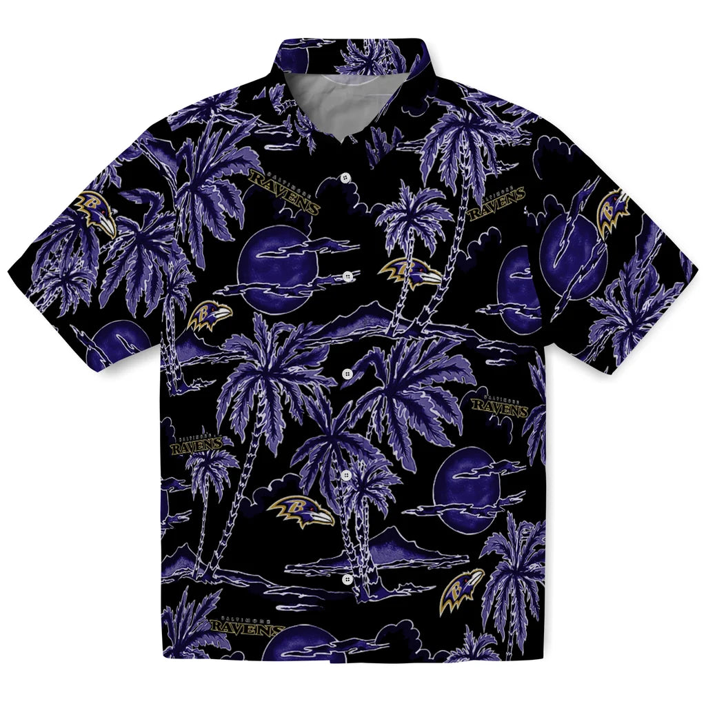 Baltimore Ravens Hawaiian Shirt - Palm Sunset | Moonbestprint