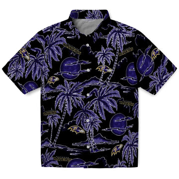 Baltimore Ravens Hawaiian Shirt - Palm Sunset | Moonbestprint