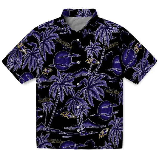 Baltimore Ravens Hawaiian Shirt - Palm Sunset | Moonbestprint