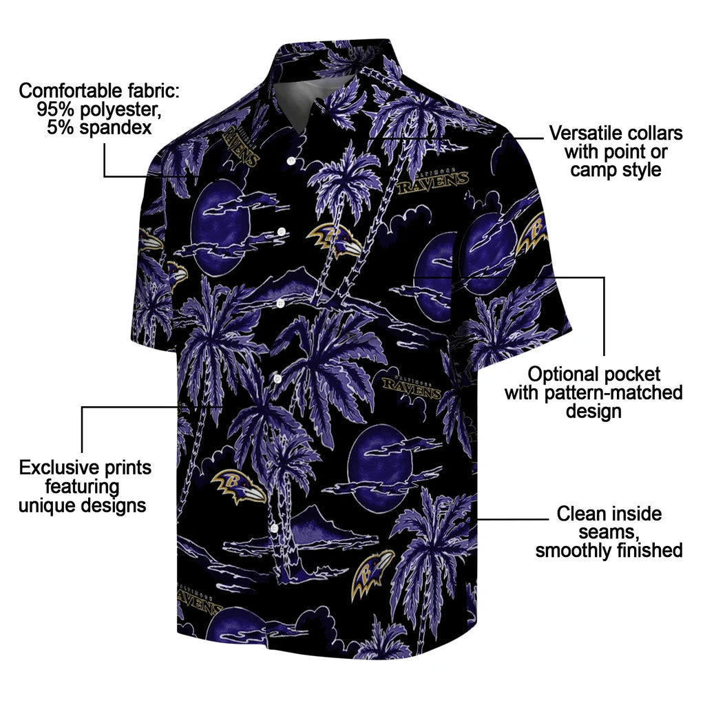 Baltimore Ravens Hawaiian Shirt - Palm Sunset | Moonbestprint