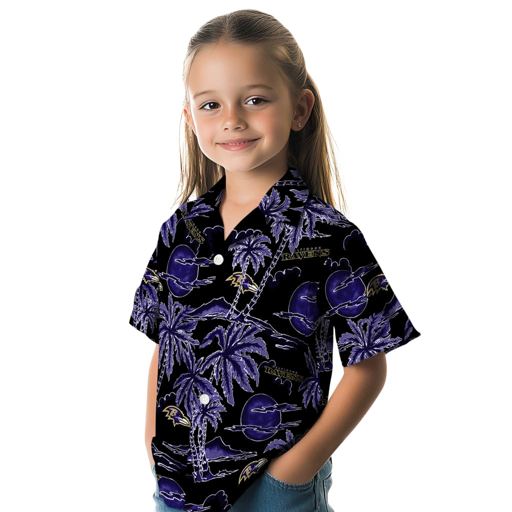 Baltimore Ravens Hawaiian Shirt - Palm Sunset | Moonbestprint