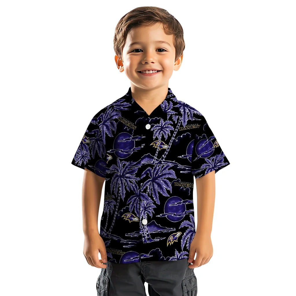Baltimore Ravens Hawaiian Shirt - Palm Sunset | Moonbestprint