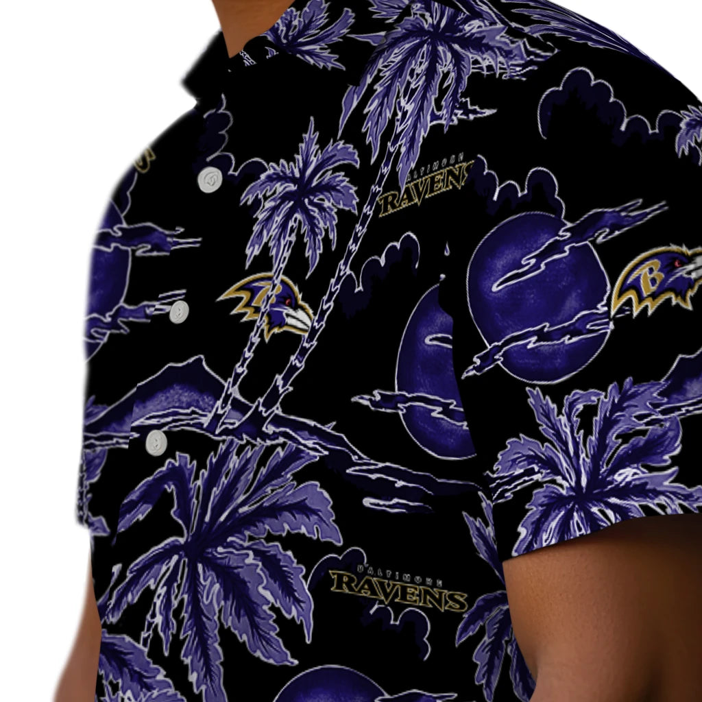 Baltimore Ravens Hawaiian Shirt - Palm Sunset | Moonbestprint