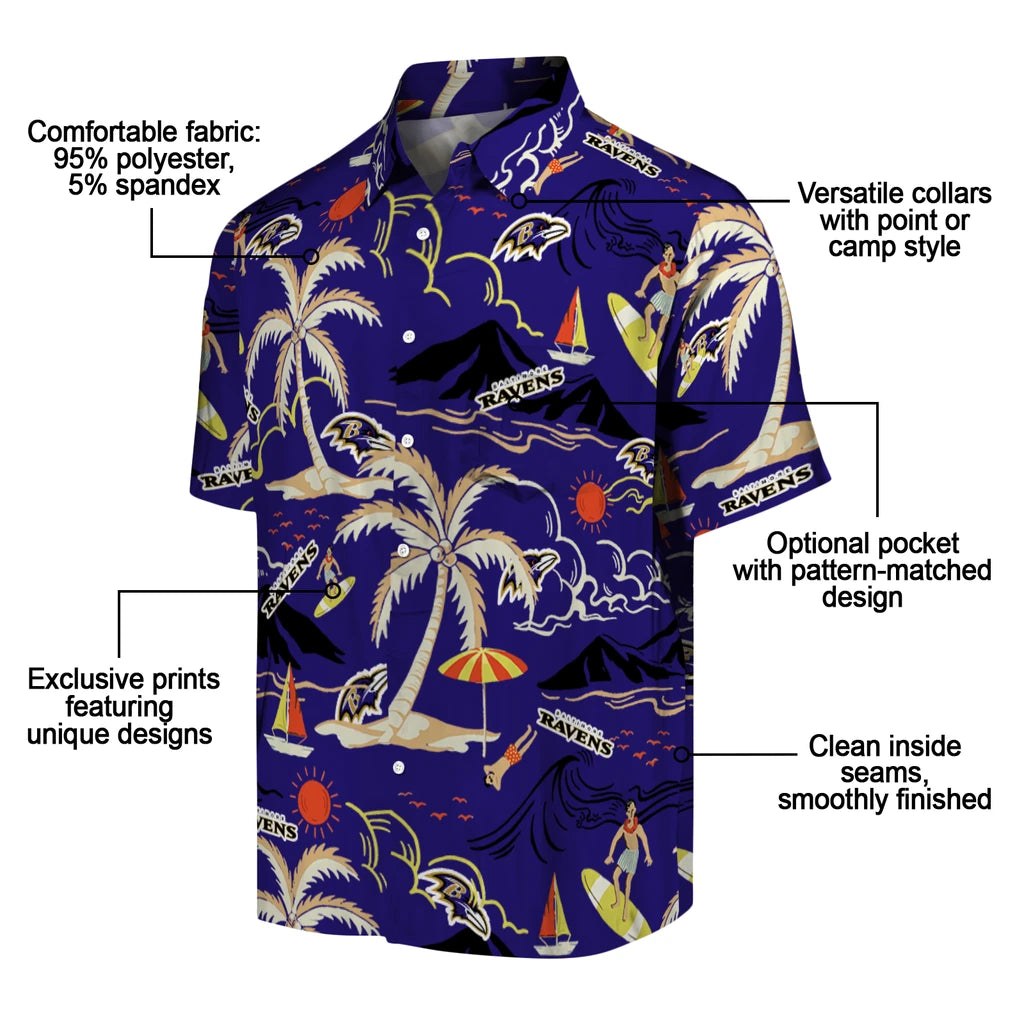 Baltimore Ravens Hawaiian Shirt - Palm Tree Island | Moonbestprint