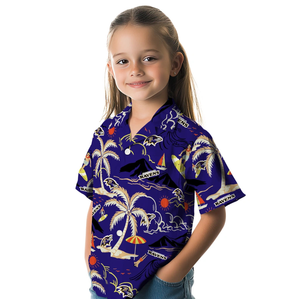 Baltimore Ravens Hawaiian Shirt - Palm Tree Island | Moonbestprint