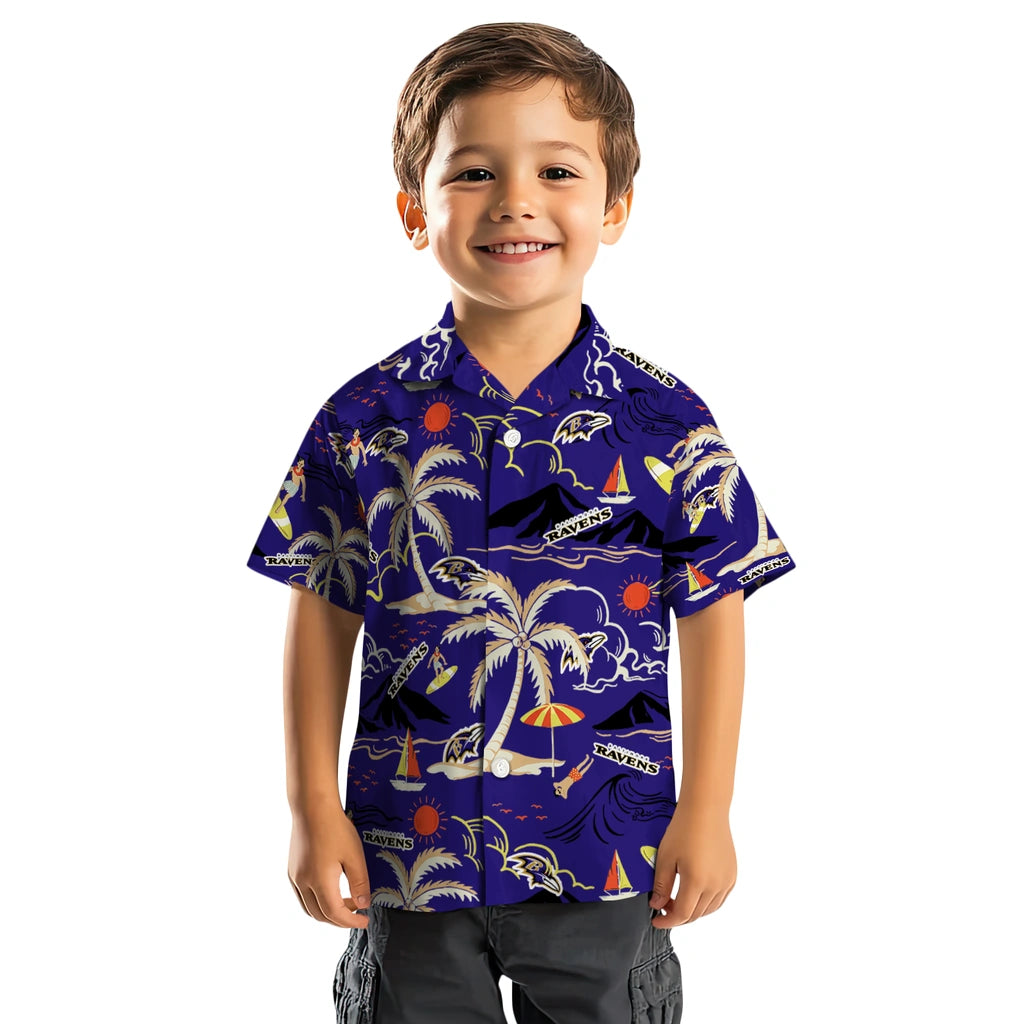 Baltimore Ravens Hawaiian Shirt - Palm Tree Island | Moonbestprint