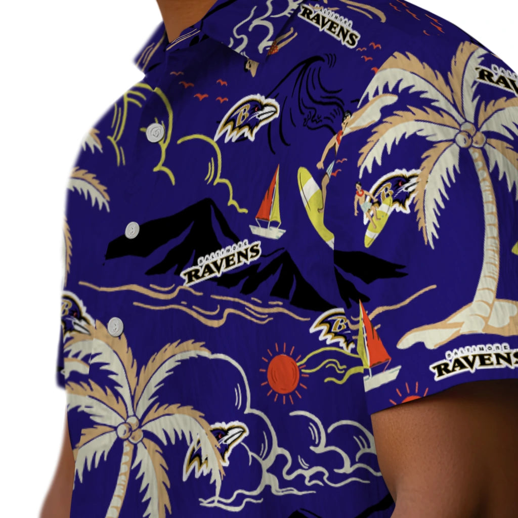 Baltimore Ravens Hawaiian Shirt - Palm Tree Island | Moonbestprint