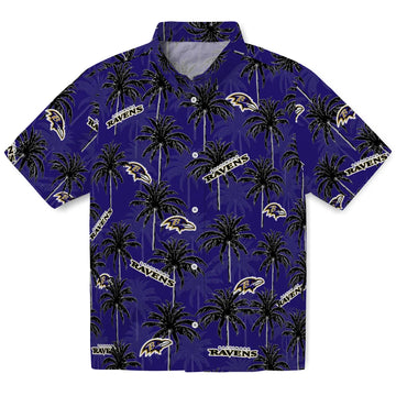 Baltimore Ravens Hawaiian Shirt - Palm Tree Motif | Moonbestprint