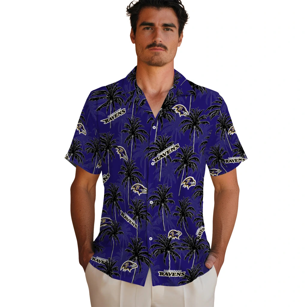 Baltimore Ravens Hawaiian Shirt - Palm Tree Motif | Moonbestprint