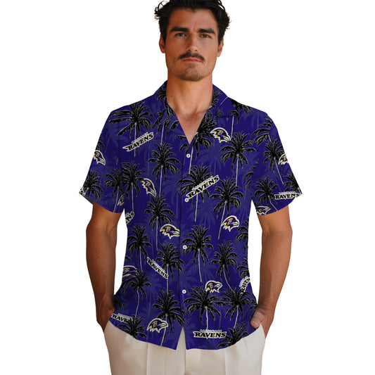 Baltimore Ravens Hawaiian Shirt - Palm Tree Motif | Moonbestprint
