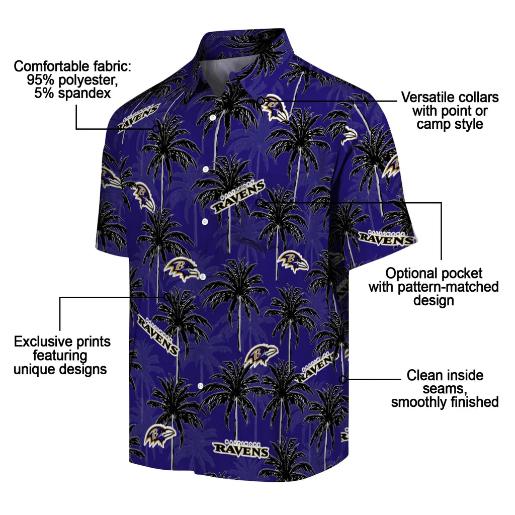 Baltimore Ravens Hawaiian Shirt - Palm Tree Motif | Moonbestprint