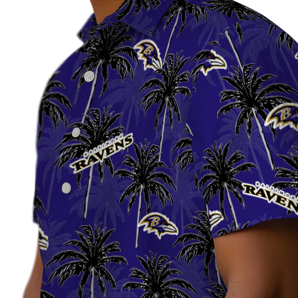 Baltimore Ravens Hawaiian Shirt - Palm Tree Motif | Moonbestprint