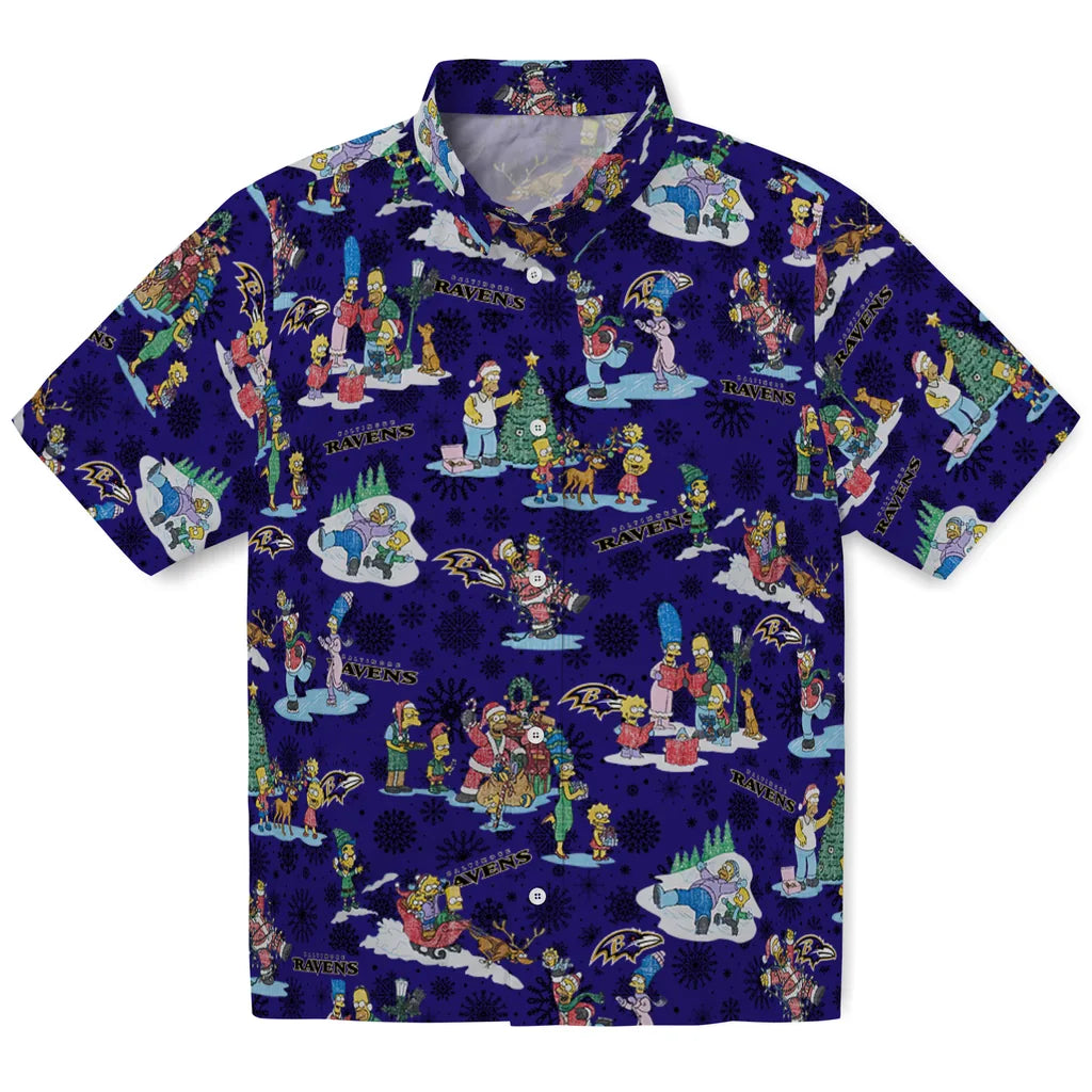 Baltimore Ravens Hawaiian Shirt - Simpsons Christmas | Moonbestprint