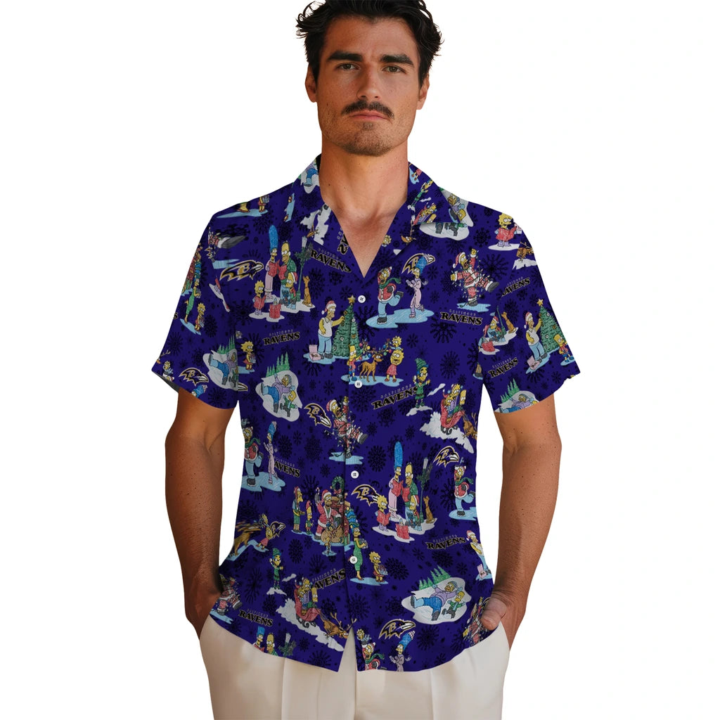 Baltimore Ravens Hawaiian Shirt - Simpsons Christmas | Moonbestprint