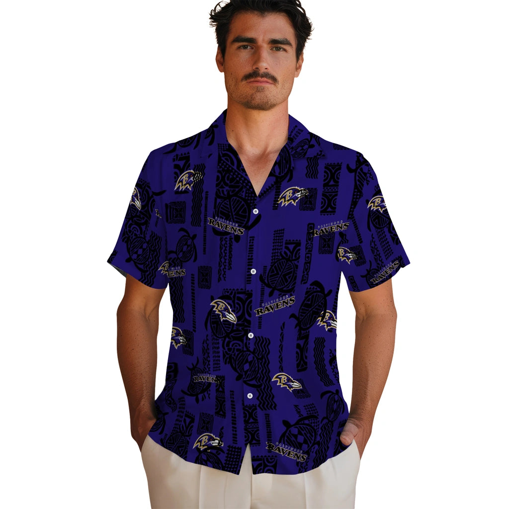 Baltimore Ravens Hawaiian Shirt - Turtle Lines | Moonbestprint