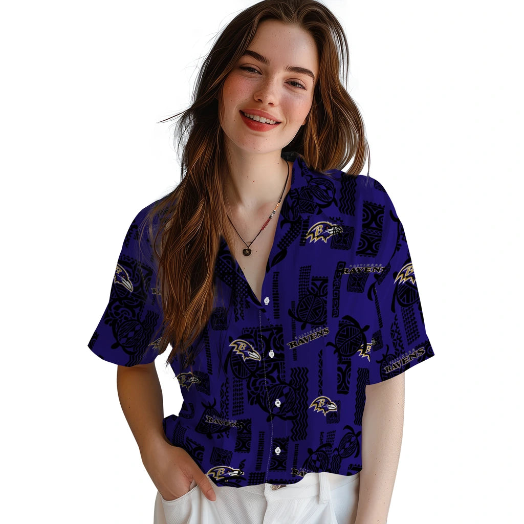 Baltimore Ravens Hawaiian Shirt - Turtle Lines | Moonbestprint