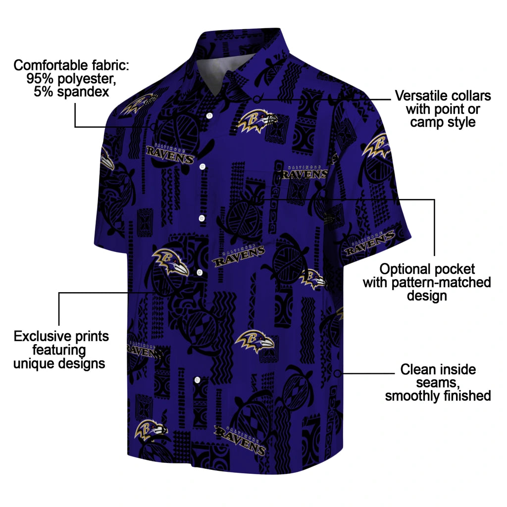 Baltimore Ravens Hawaiian Shirt - Turtle Lines | Moonbestprint