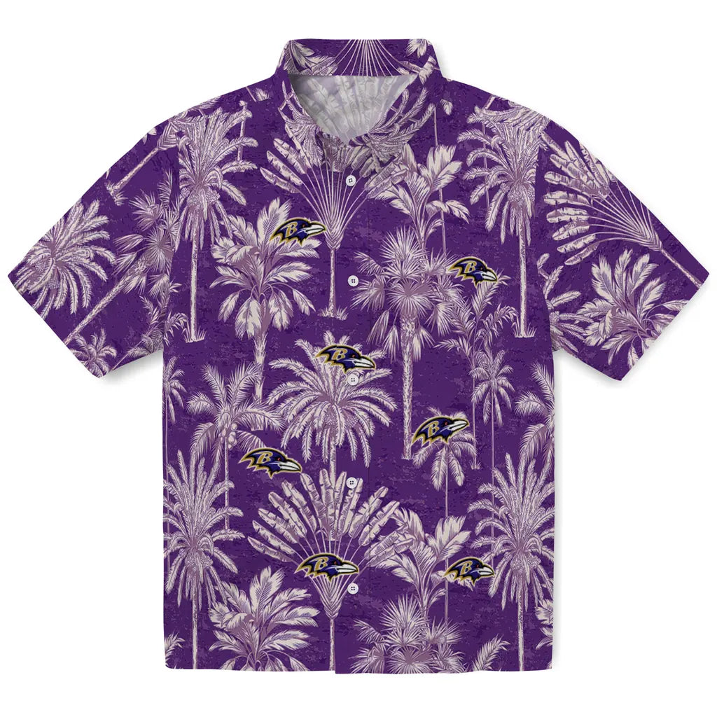 Baltimore Ravens Hawaiian Shirt - Vintage Palm Tree | Moonbestprint