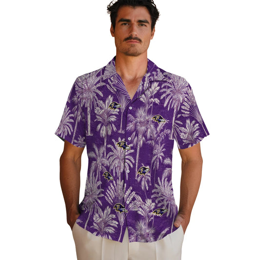 Baltimore Ravens Hawaiian Shirt - Vintage Palm Tree | Moonbestprint
