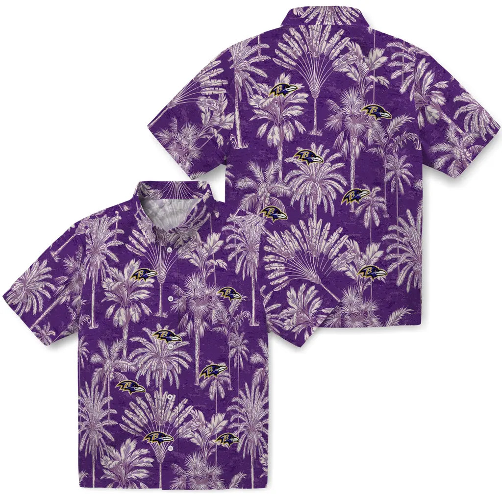 Baltimore Ravens Hawaiian Shirt - Vintage Palm Tree | Moonbestprint