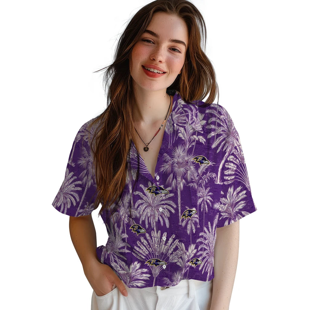 Baltimore Ravens Hawaiian Shirt - Vintage Palm Tree | Moonbestprint