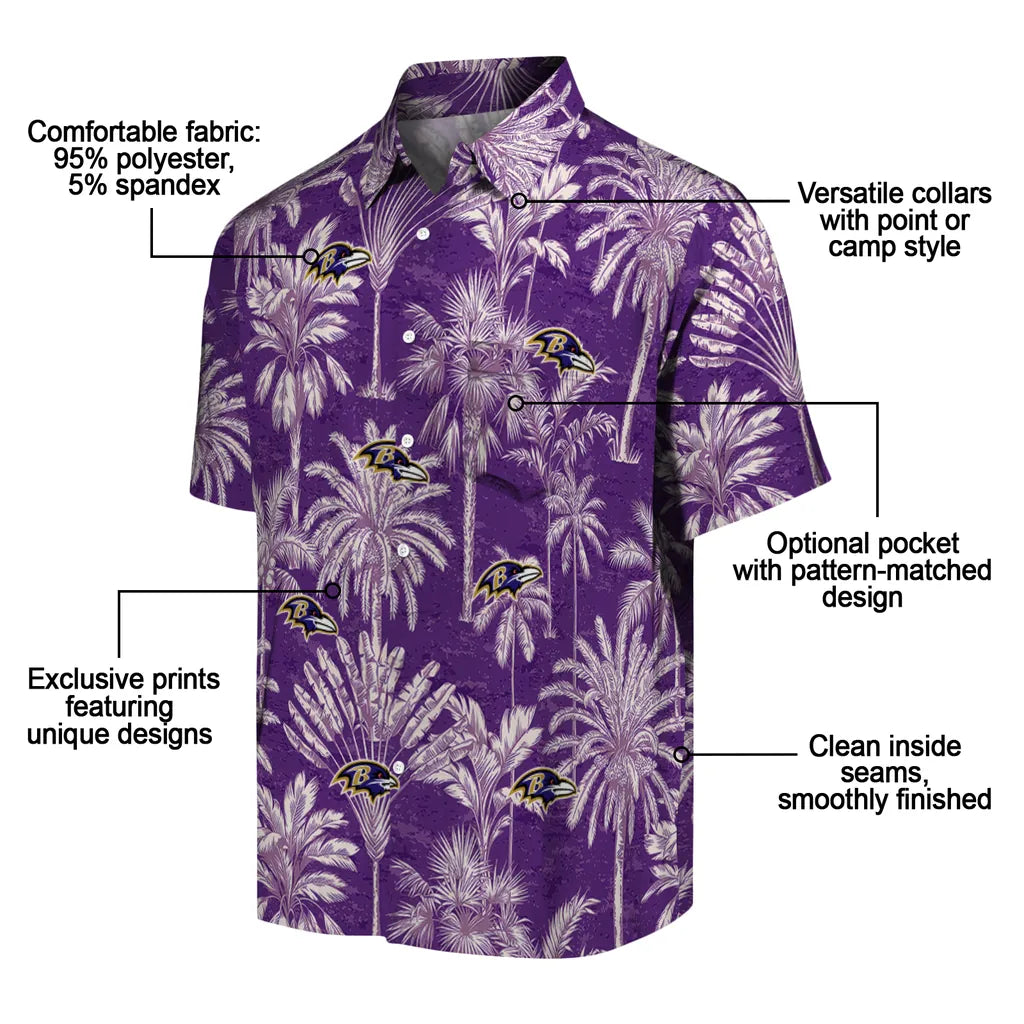 Baltimore Ravens Hawaiian Shirt - Vintage Palm Tree | Moonbestprint