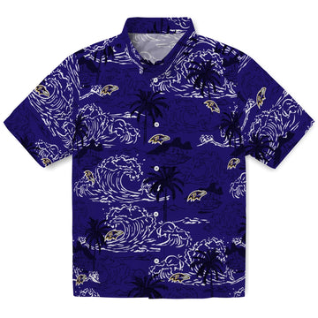Baltimore Ravens Hawaiian Shirt - Wave Palm | Moonbestprint