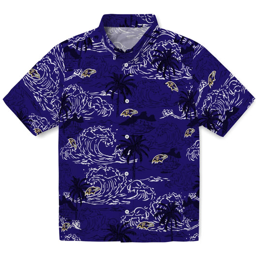 Baltimore Ravens Hawaiian Shirt - Wave Palm | Moonbestprint