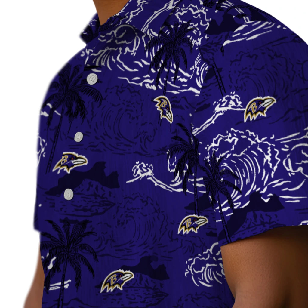 Baltimore Ravens Hawaiian Shirt - Wave Palm | Moonbestprint