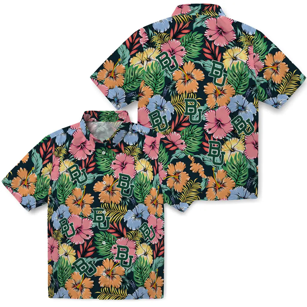 Baylor Bears Hawaiian Shirt - Brilliant Hibiscus Garden | Moonbestprint