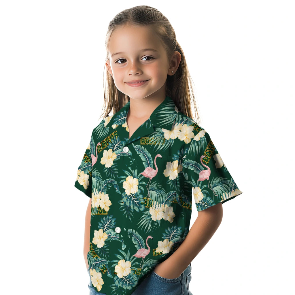 Baylor Bears Hawaiian Shirt - Flamingo and Hibiscus | Moonbestprint
