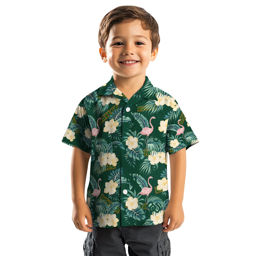 Baylor Bears Hawaiian Shirt - Flamingo and Hibiscus | Moonbestprint