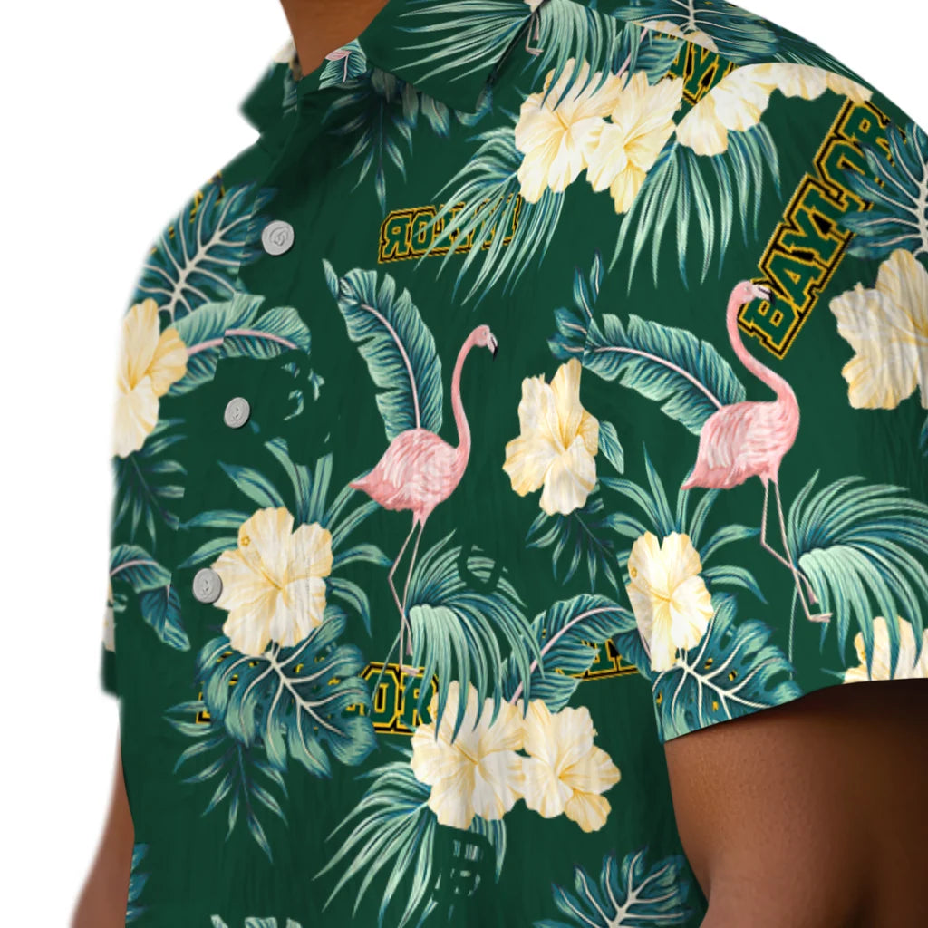 Baylor Bears Hawaiian Shirt - Flamingo and Hibiscus | Moonbestprint