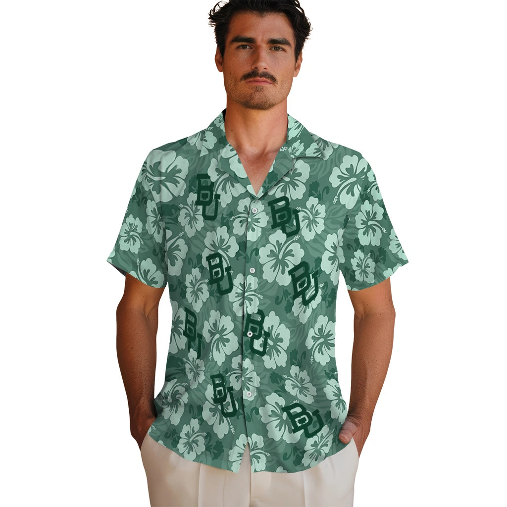 Baylor Bears Hawaiian Shirt - Hibiscus Cluster | Moonbestprint