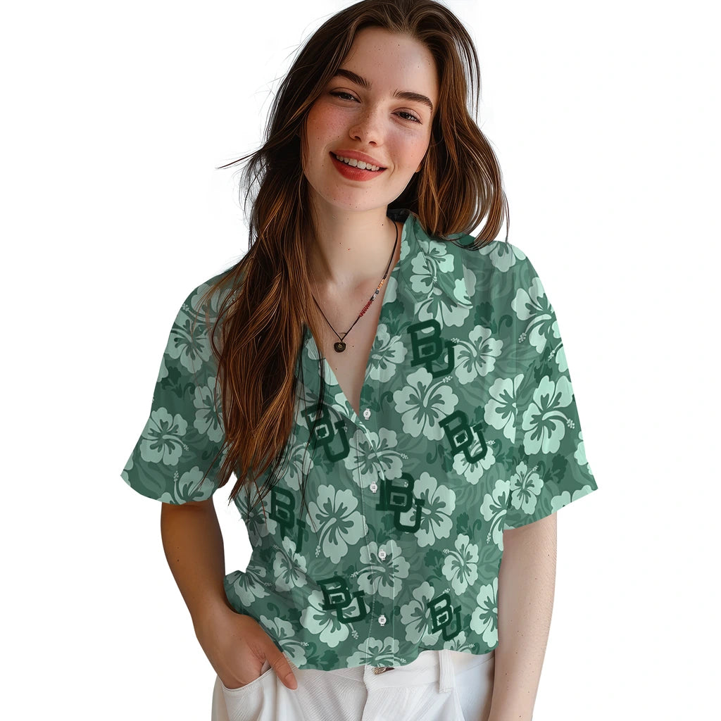 Baylor Bears Hawaiian Shirt - Hibiscus Cluster | Moonbestprint