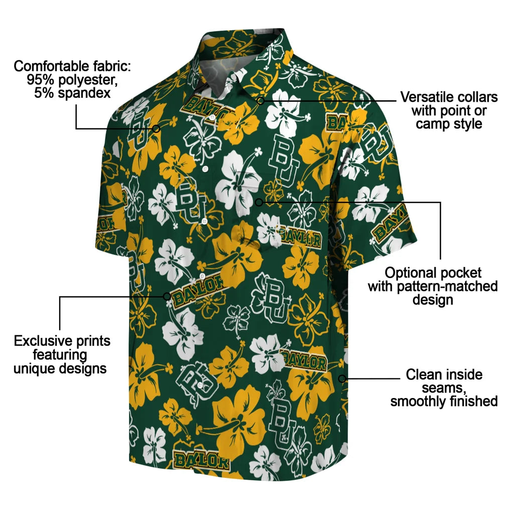 Baylor Bears Hawaiian Shirt - Hibiscus Flower Design | Moonbestprint