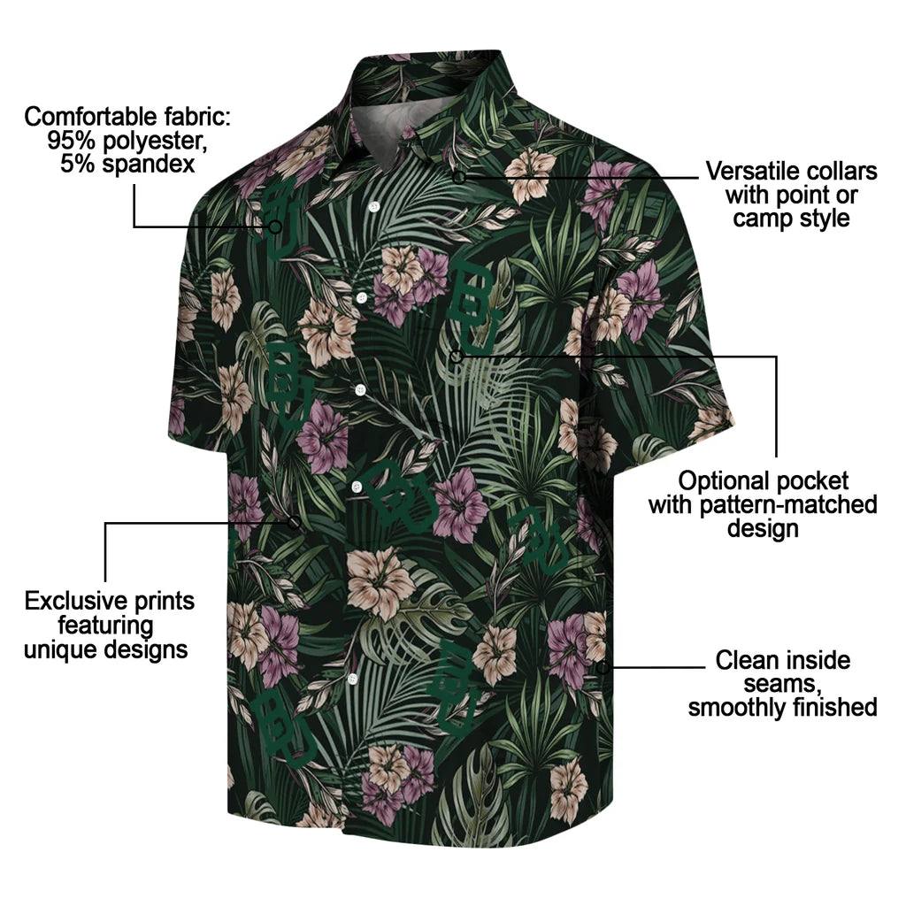 Baylor Bears Hawaiian Shirt - Hibiscus Leaves Pattern | Moonbestprint
