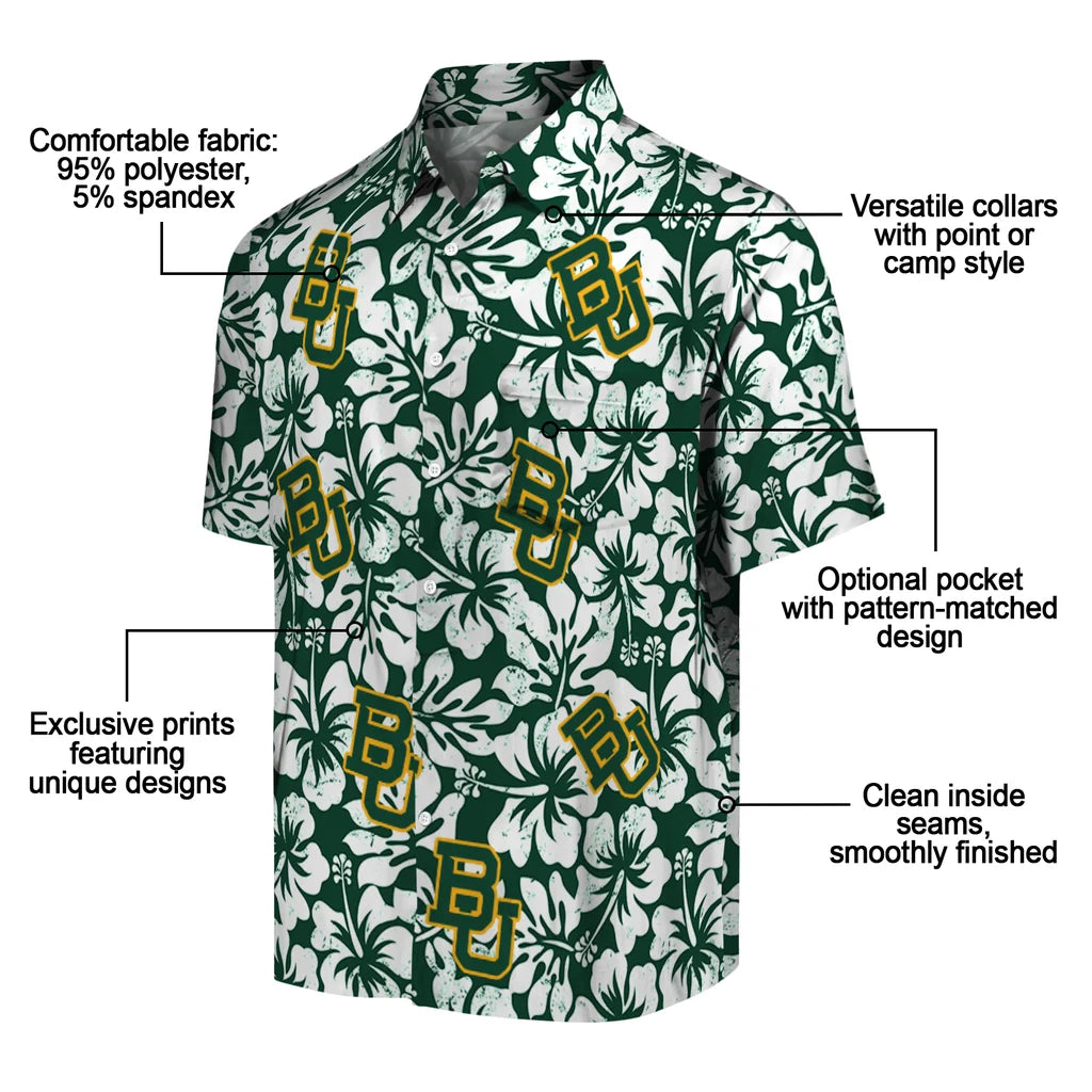 Baylor Bears Hawaiian Shirt - Hibiscus Motif | Moonbestprint