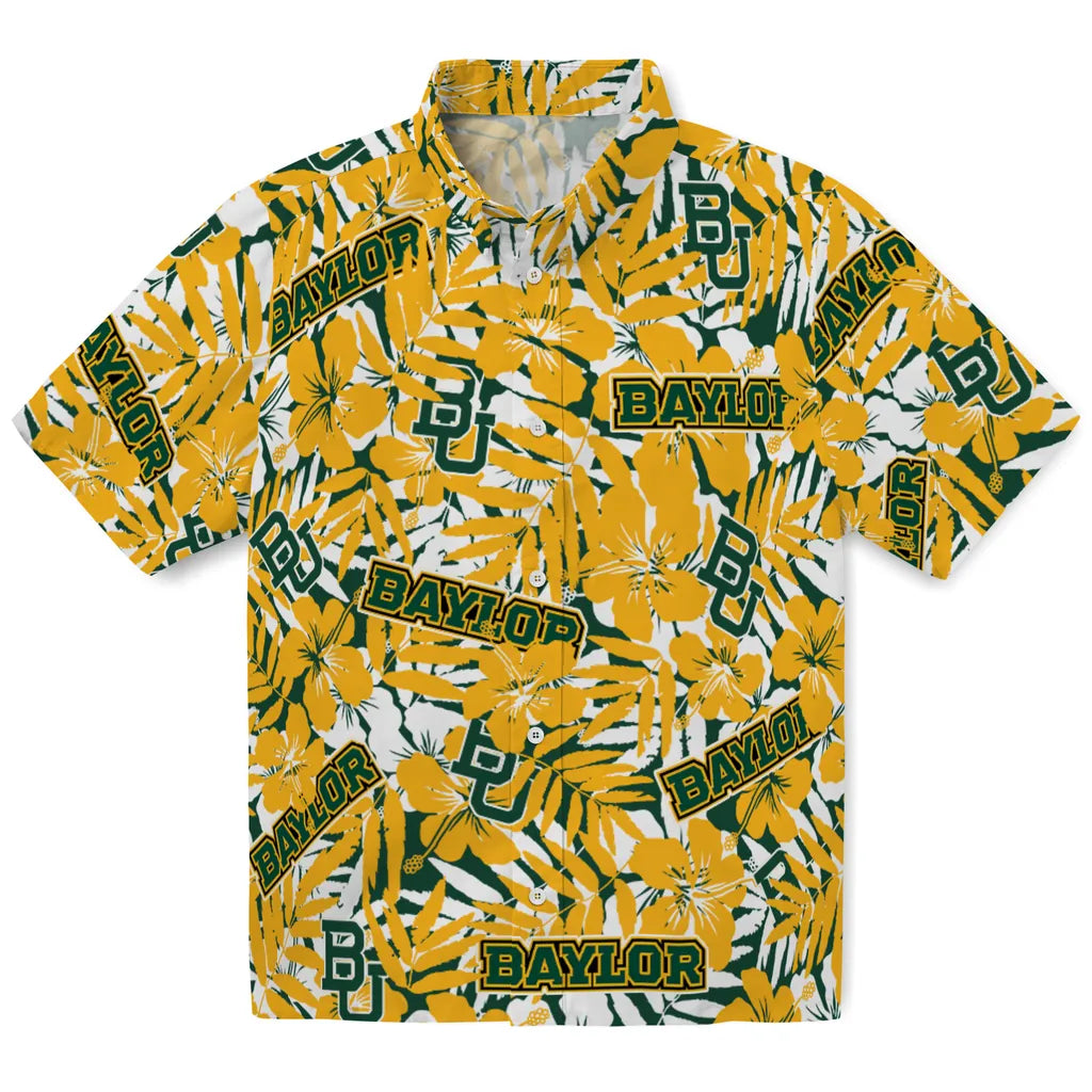 Baylor Bears Hawaiian Shirt - Hibiscus Overlay | Moonbestprint
