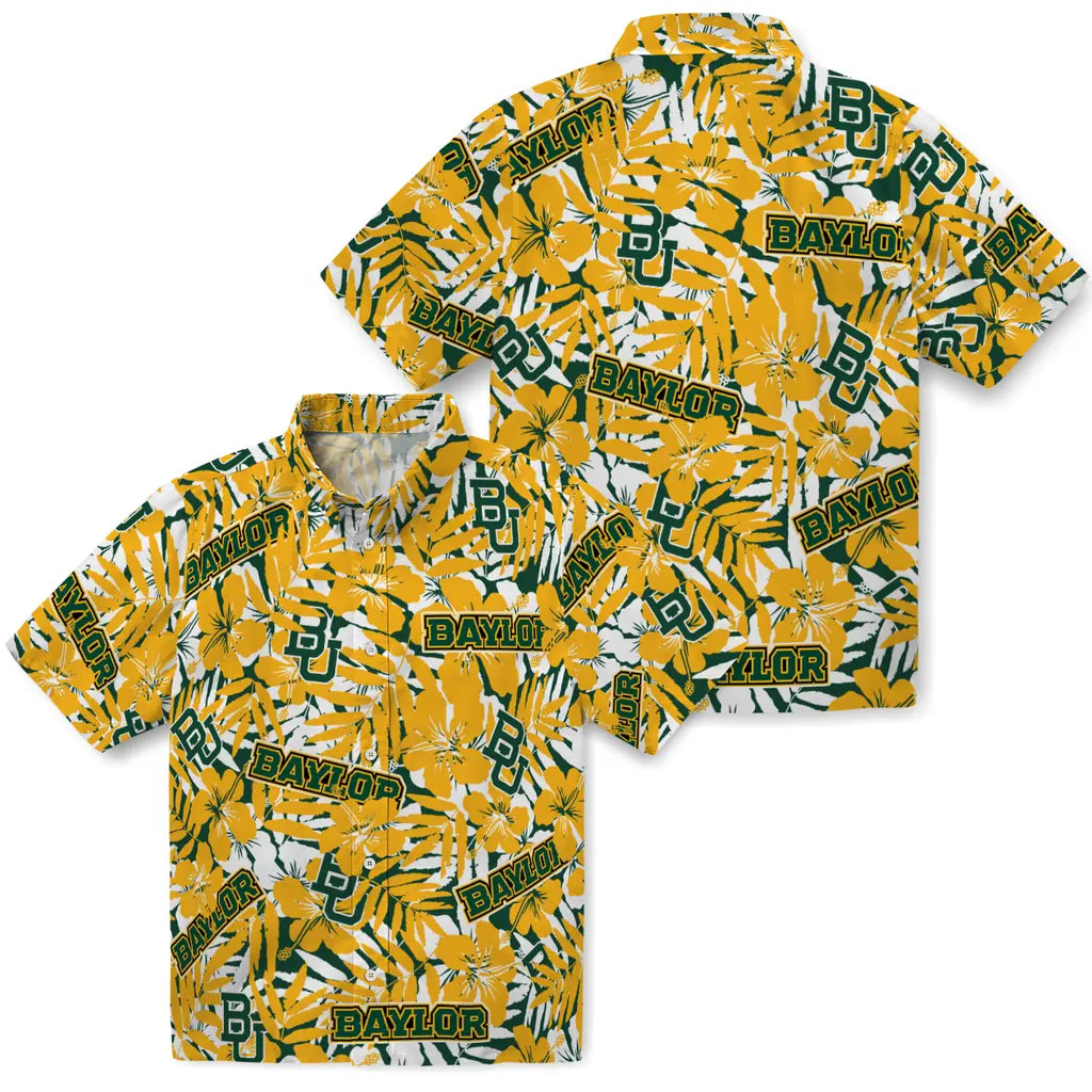 Baylor Bears Hawaiian Shirt - Hibiscus Overlay | Moonbestprint