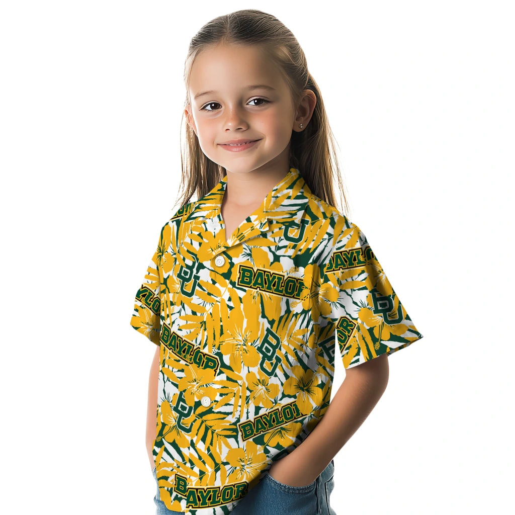 Baylor Bears Hawaiian Shirt - Hibiscus Overlay | Moonbestprint