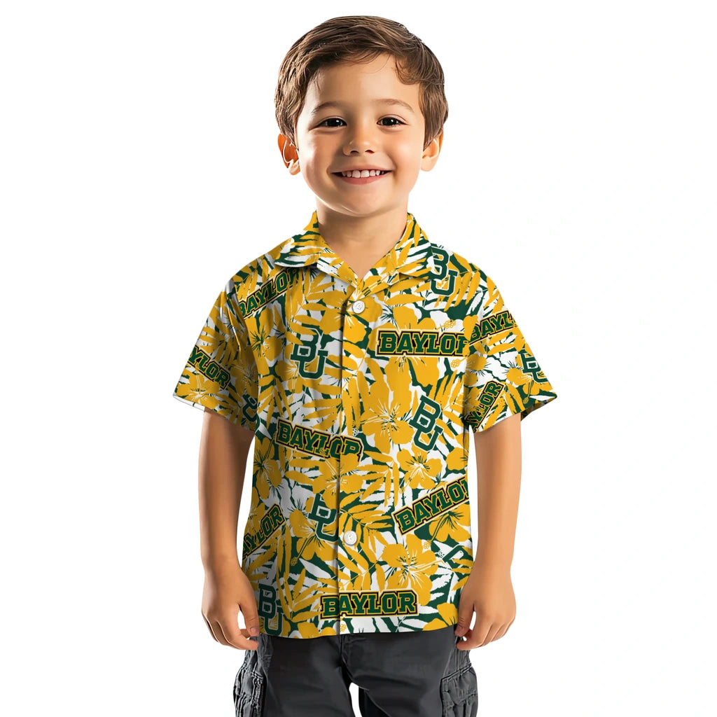 Baylor Bears Hawaiian Shirt - Hibiscus Overlay | Moonbestprint