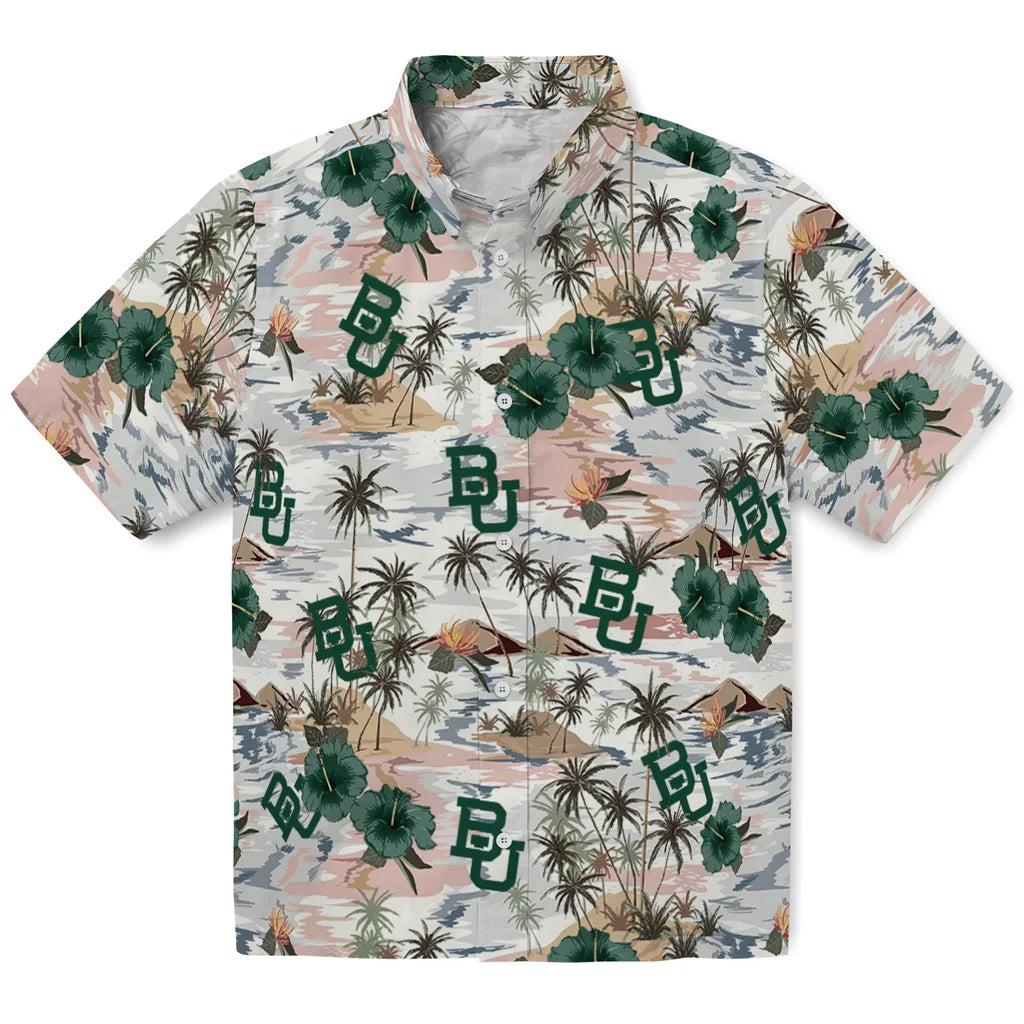 Baylor Bears Hawaiian Shirt - Hibiscus Seaside | Moonbestprint