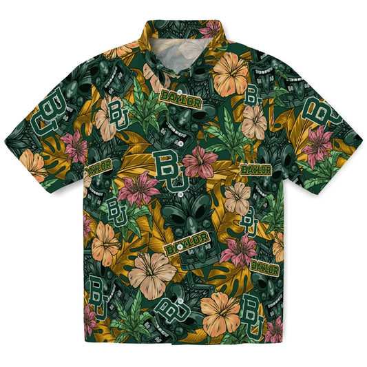 Baylor Bears Hawaiian Shirt - Hibiscus Tiki Jungle | Moonbestprint