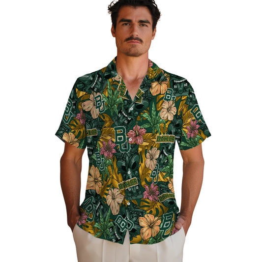 Baylor Bears Hawaiian Shirt - Hibiscus Tiki Jungle | Moonbestprint