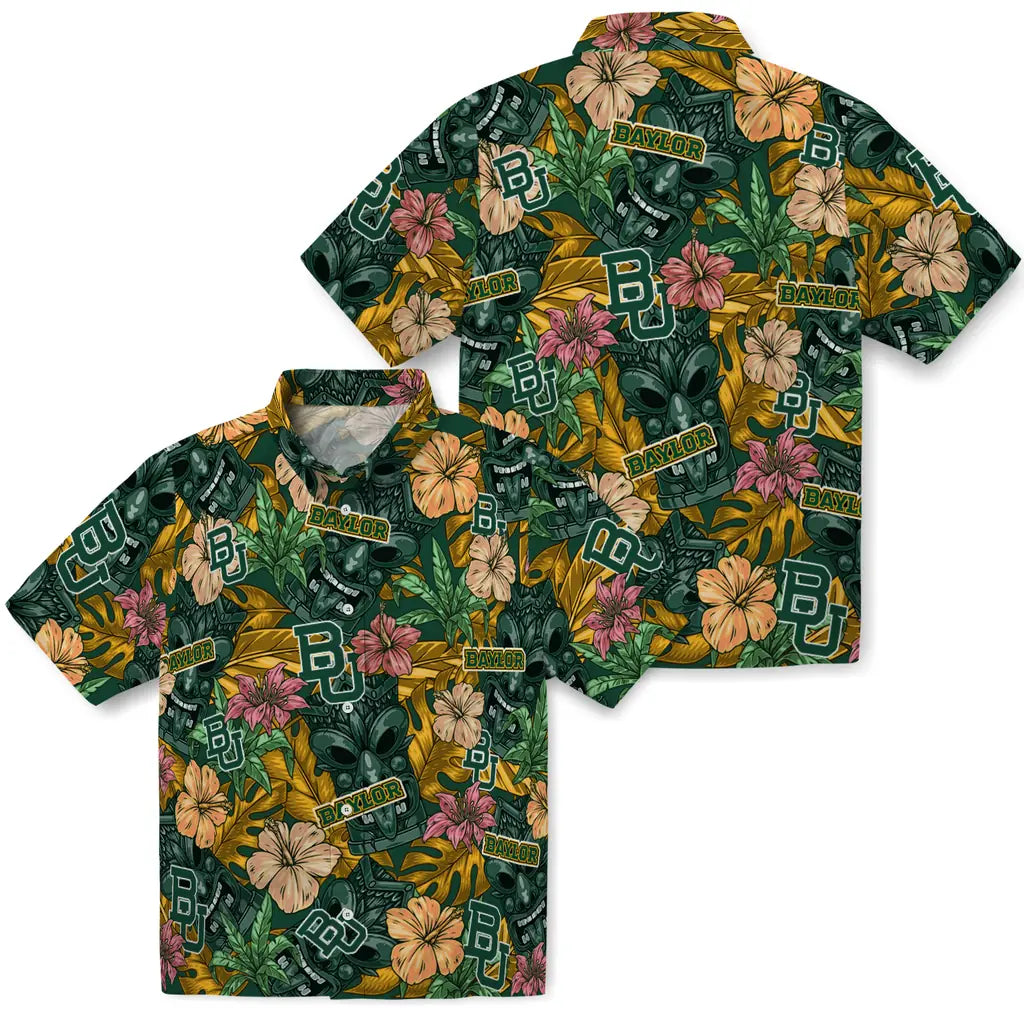 Baylor Bears Hawaiian Shirt - Hibiscus Tiki Jungle | Moonbestprint