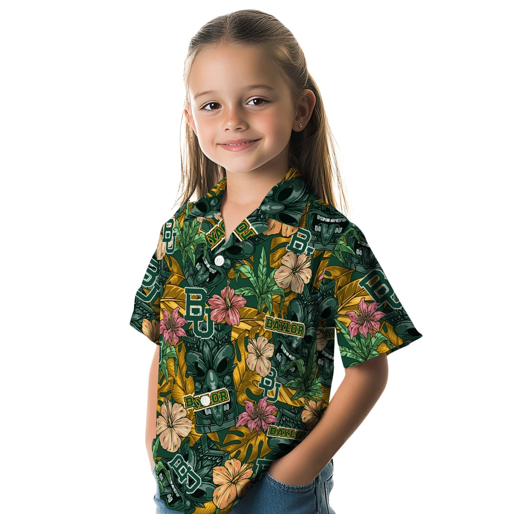 Baylor Bears Hawaiian Shirt - Hibiscus Tiki Jungle | Moonbestprint