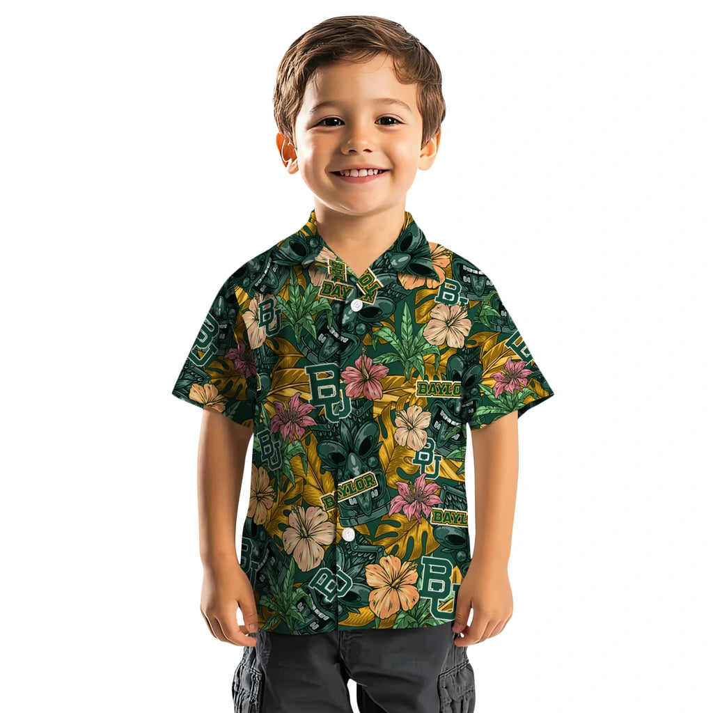 Baylor Bears Hawaiian Shirt - Hibiscus Tiki Jungle | Moonbestprint