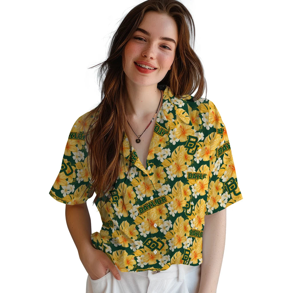 Baylor Bears Hawaiian Shirt - Hibiscus Tropics | Moonbestprint